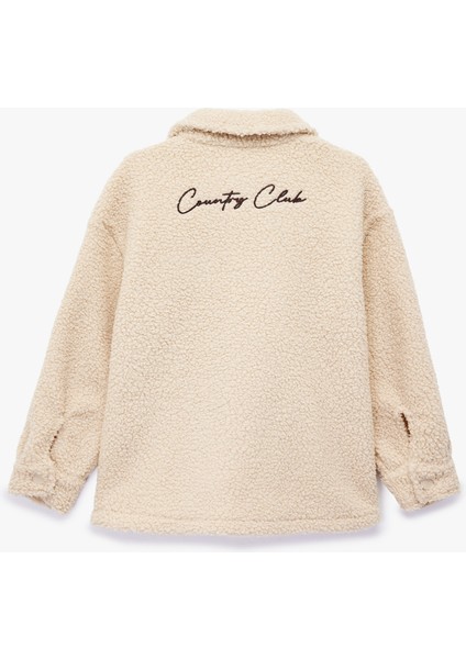 Kapaklı Cep Detaylı Düğmeli Uzun Kollu Peluş Ceket fiyatları