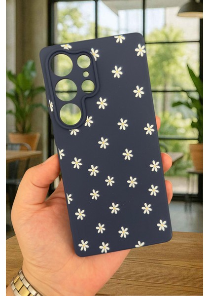 Samsung Galaxy S25 Ultra - Mini Papatya Desenli Silikon Darbe Emici Klasik Korumalı Rubber Kılıf