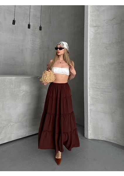 Basic Astarlı Pileli Kadın Uzun Etek Siyah fiyatları