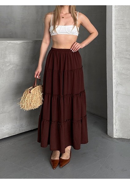 Basic Astarlı Pileli Kadın Uzun Etek Siyah modelleri