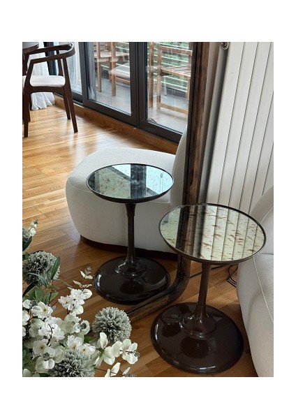 Koyu Kahverengi 54CM Oturma Odası, Kahve Köşesi Yan Sehpa modelleri