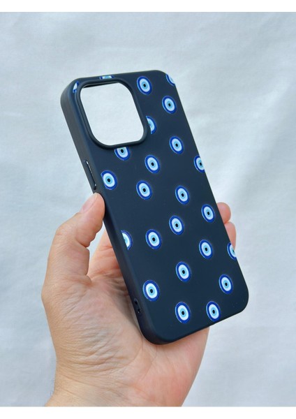 iPhone 16 Pro Max -Nazar Boncuk Desenli Silikon Darbe Emici Klasik Korumalı Rubber Kılıf modelleri