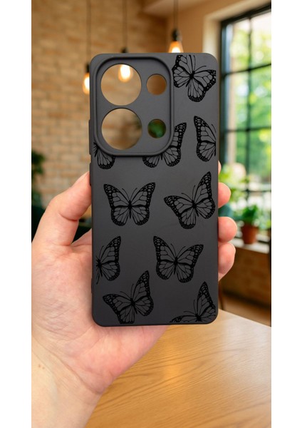 Redmi Note 13 Pro 4g Siyah Kelebek Desenli Silikon Darbe Emici Klasik Korumalı Rubber Kılıf fırsatları