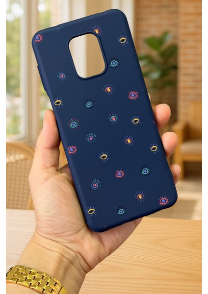 Redmi Note 9 Pro/9s Uyumlu Mini Evıl Eye Desenli Silikon Darbe Emici Klasik Korumalı Rubber Kılıf