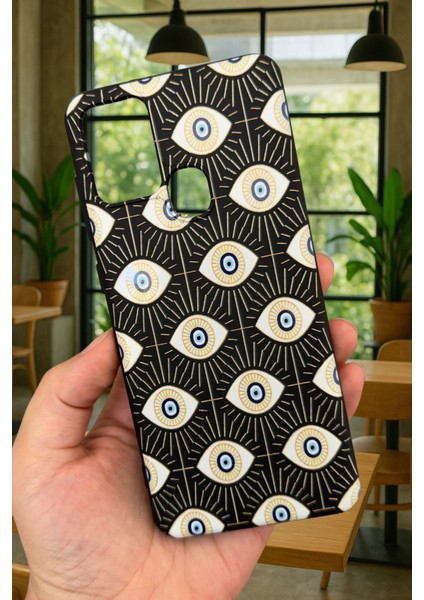 Samsung Galaxy A21S Uyumlu Evıl Eye Desenli Silikon Darbe Emici Klasik Korumalı Rubber Kılıf