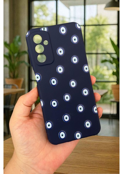 Samsung Galaxy M13 Uyumlu Nazar Boncuk Desenli Silikon Darbe Emici Klasik Korumalı Rubber Kılıf