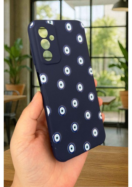 Samsung Galaxy M13 Uyumlu Nazar Boncuk Desenli Silikon Darbe Emici Klasik Korumalı Rubber Kılıf modelleri