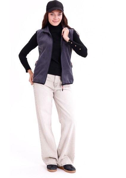 Kadın Slim Fit Tam Fermuarlı Polar Yelek fiyatları