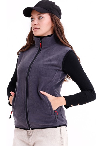 Kadın Slim Fit Tam Fermuarlı Polar Yelek