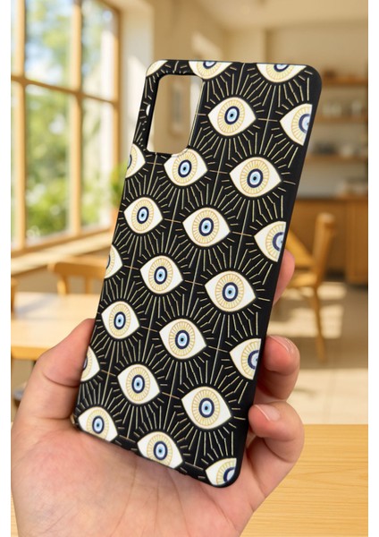 Samsung Galaxy A51 Uyumlu Evıl Eye Desenli Silikon Darbe Emici Klasik Korumalı Rubber Kılıf modelleri