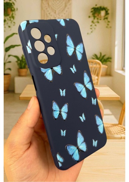 Samsung Galaxy A72 Uyumlu Mavi Kelebek Desenli Silikon Darbe Emici Klasik Korumalı Rubber Kılıf fırsatları