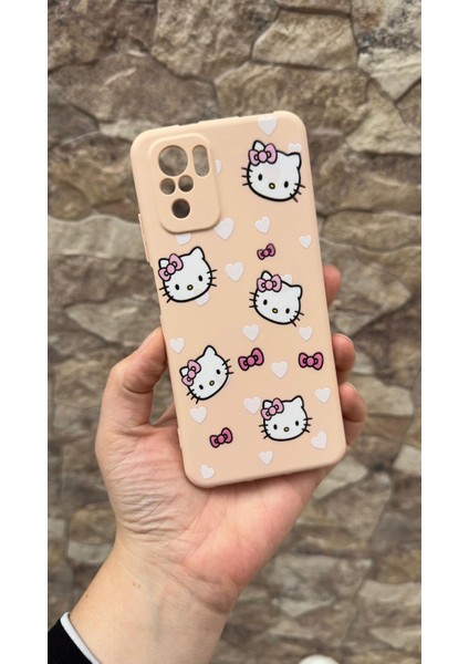 Xiaomi Redmi Note 10 ve 10S Uyumlu Hello Kity Silikon Darbe Emici Klasik Korumalı Rubber Kılıf