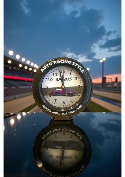 Araba Tekerleği Tasarımlı Alarm Özellikli Masa Saati – 14X14X4 cm