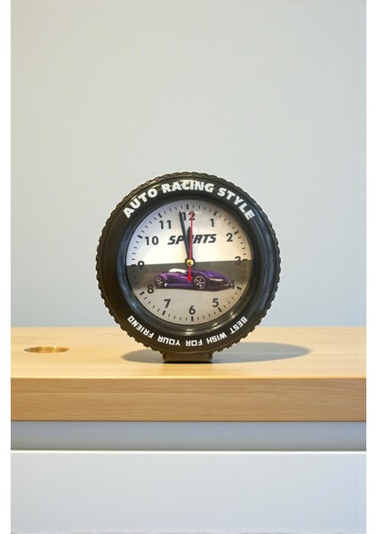 Araba Tekerleği Tasarımlı Alarm Özellikli Masa Saati – 14X14X4 cm fiyatları