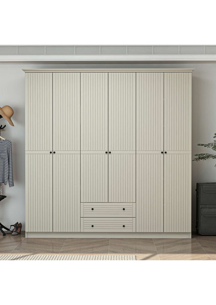 Bona Country 6 Mebran Kapaklı 2 Çekmeceli Gardırop-Kumtaşı