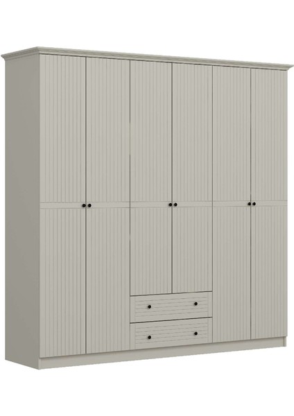 Bona Country 6 Mebran Kapaklı 2 Çekmeceli Gardırop-Kumtaşı