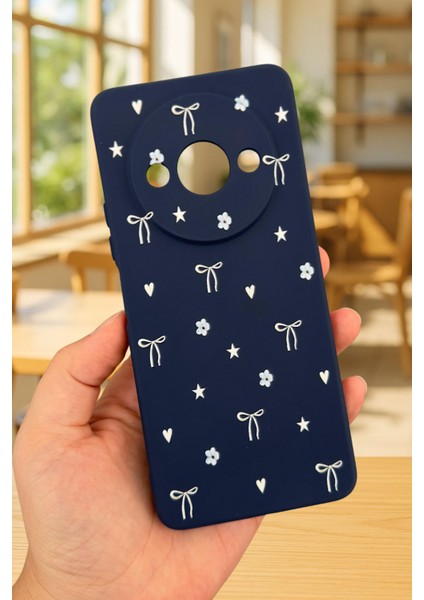 Xiaomi Redmi A3 Uyumlu Mini Fiyonk Desenli Silikon Darbe Emici Klasik Korumalı Rubber Kılıf