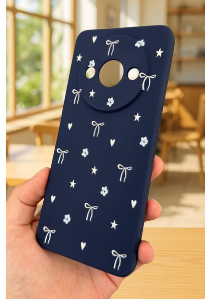 Xiaomi Redmi A3 Uyumlu Mini Fiyonk Desenli Silikon Darbe Emici Klasik Korumalı Rubber Kılıf modelleri