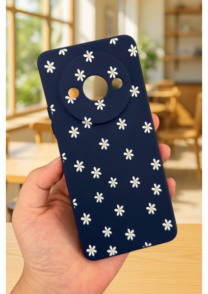 Xiaomi Redmi A3 Uyumlu Mini Papatya Desenli Silikon Darbe Emici Klasik Korumalı Rubber Kılıf