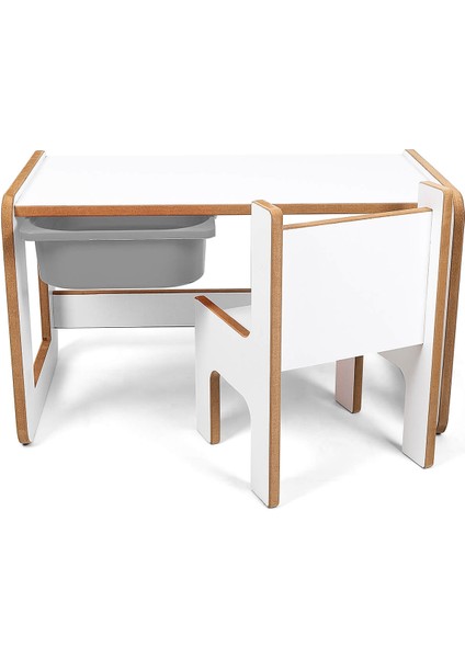 Tek Kişilik Çocuk Oyun, Aktivite ve Etkinlik Masası, Beyaz-Gri, 18MM 1.sınıf Mdf fiyatları