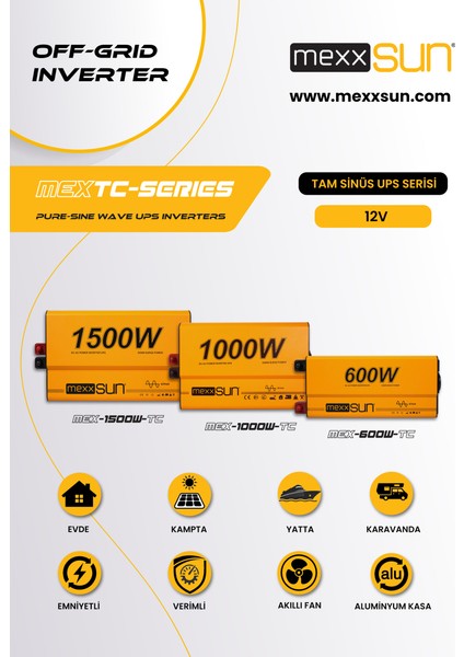 12 Volt 600 Watt Ups Tam Sinüs Inverter - Invertör - Uzaktan Ekranlı Karavan Inverteri