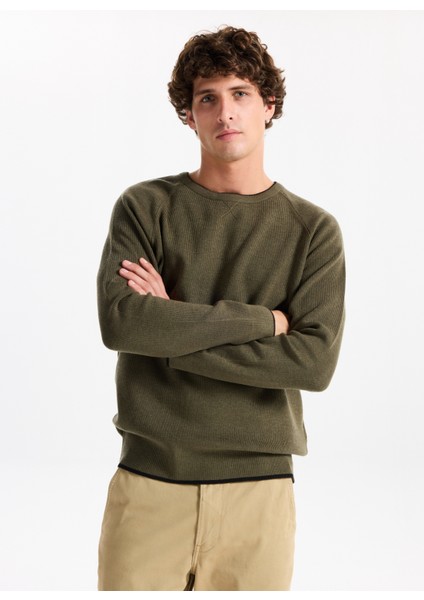 Gmg Fırenze Bisiklet Yaka Slim Fit Haki Erkek Kazak GU25MFW04029