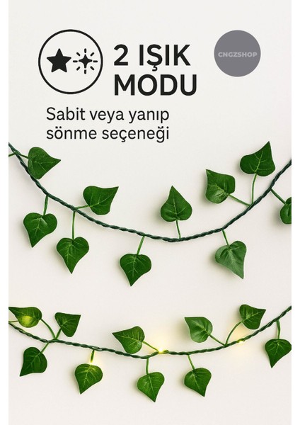 Solar Yapay Yapraklı Sarmaşık LED 5 Metre | 50 LED Güneş Enerjili Dekoratif Bahçe ve Balkon Işık modelleri