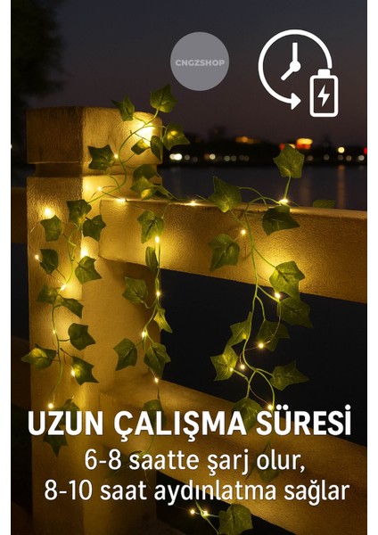 Solar Yapay Yapraklı Sarmaşık LED 5 Metre | 50 LED Güneş Enerjili Dekoratif Bahçe ve Balkon Işık fırsatları