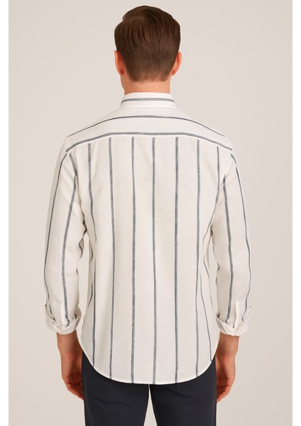 Erkek Ncb Çizgili Keten Gömlek modelleri