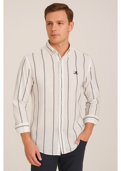 Erkek Ncb Çizgili Keten Gömlek fırsatları