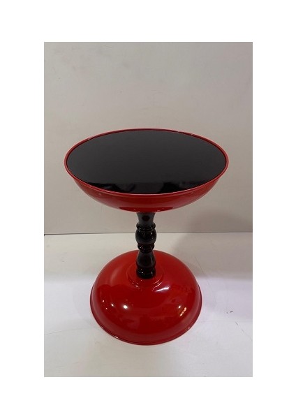 Yan Sehpa Kırmızı Siyah Camlı