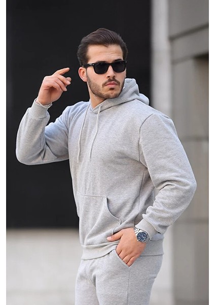 Erkek Rahat Oversize 3 Iplik Pamuklu Şardonlu Kanguru Cep Kapşonlu Sweatshirt fiyatları