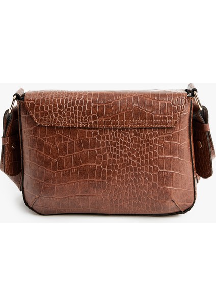 Kroko Görünümlü Kapaklı Suni Deri Omuz Çantası fırsatları