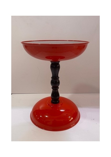 Yan Sehpa Kırmızı Siyah Camlı