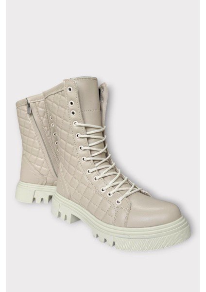 Kışlık Yandan Fermuarlı Uzun Kadın Bot Bej fiyatları