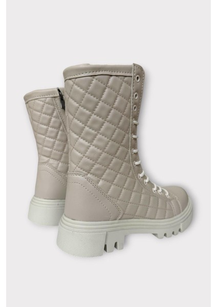 Kışlık Yandan Fermuarlı Uzun Kadın Bot Bej fırsatları