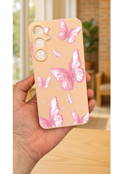 Samsung Galaxy A55 -Kelebek Desenli Silikon Darbe Emici Klasik Korumalı Rubber Kılıf