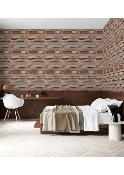 3 Boyutlu En x Boy Tuğla Duvar Desenli Silinebilir Tekstil Duvar Kağıdı modelleri