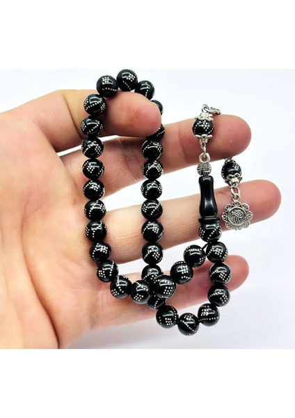 Gümüş İşlemeli Gürcistan Oltu Taşı Tesbih