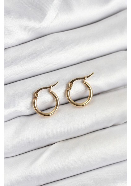 316L Çelik Gold Renk 12 mm Halka Kadın Küpe - TJ-BKP11224