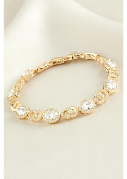 Xuping Oval Zirkon Taşlı Lüks Çelik Bileklik