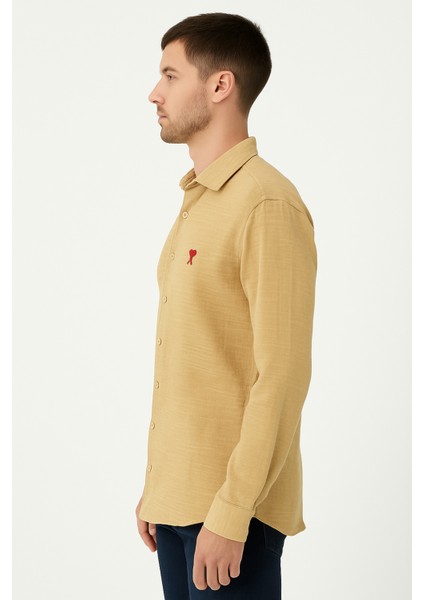 Erkek Nakışlı Keten Gömlek modelleri