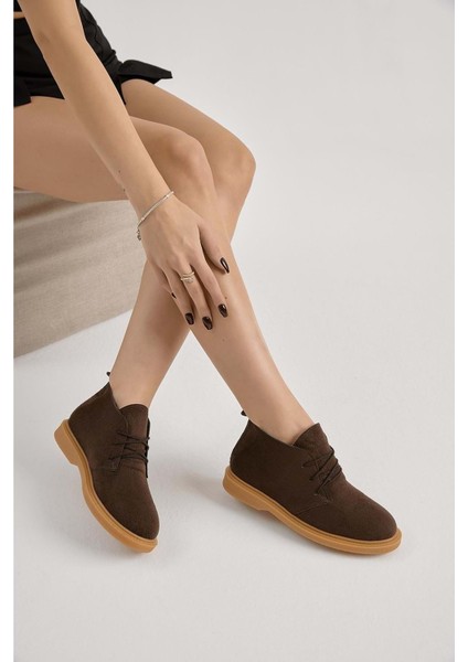 Bağcıklı Bilek Boy Klasik Termo Taban Bot - Kahve Süet - 40 fırsatları