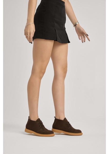 Bağcıklı Bilek Boy Klasik Termo Taban Bot - Kahve Süet - 40 indirimleri