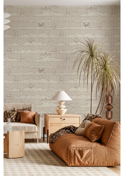 Vintage Deniz Manzaralı Duvar Kağıdı-Isı ve Ses Yalıtımı Yırtılmaz