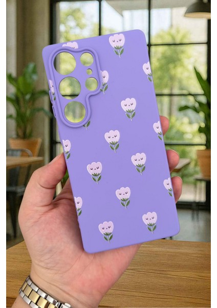 Samsung Galaxy S25 Ultra - Mini Lale Desenli Silikon Darbe Emici Klasik Korumalı Rubber Kılıf
