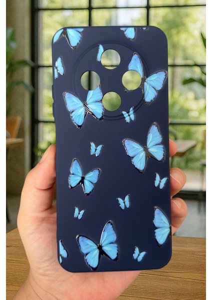 Tecno Spark 30C Uyumlu Mavi Kelebek Desenli Silikon Darbe Emici Klasik Korumalı Rubber Kılıf fiyatları