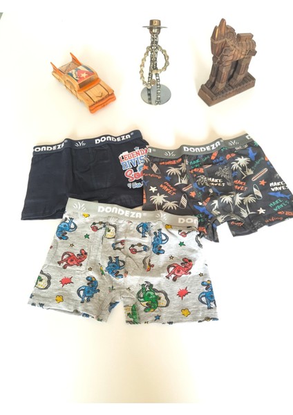 Erkek Çocuk Pamuklu Iç Çamaşırı Boxer 3'lü Paket modelleri