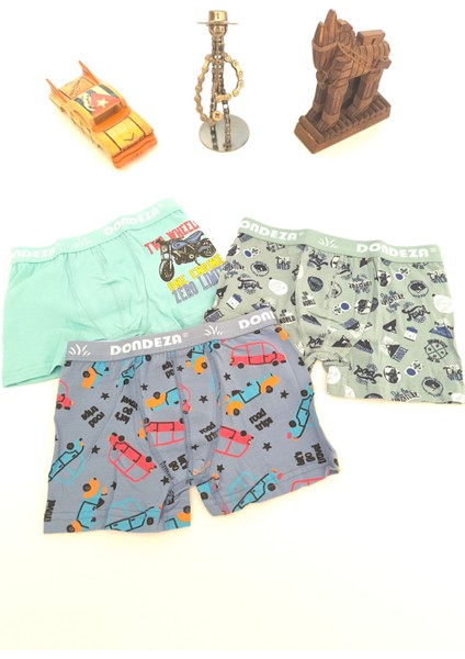 Erkek Çocuk Pamuklu Iç Çamaşırı Boxer 3'lü Paket