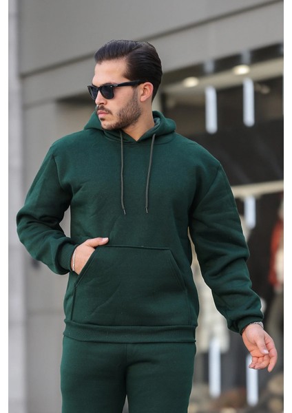 Erkek Rahat Oversize 3 Iplik Pamuklu Şardonlu Kanguru Cep Kapşonlu Sweatshirt modelleri